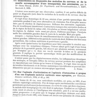 0532 - Page 528 - Analyses. Neuropathologie. Contribution au diagnostic des maladies du cerveau et de la moelle accompagnées d'une hémiparésie des extrémités, par le Dr Georg Hirsch. Archiv für Psychiatrie und Nervenkrankheiten... / Sur l'aphasie d'articulation et l'aphasie d'intonation à propos d'un cas d'aphasie motrice corticale sans agraphie, par Brissaud. Semaine médicale...