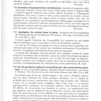 0534 - Page 530 - Analyses. Neuropathologie. Un cas d'hémiatrophie linguale (Un caso di emiatrofia linguale), par Gevonzi. Societa Lancisiana degli Ospedali di Roma... / Anosmie et hypogustation héréditaires (Anosmia ed ipogeusia ereditaria), par d'Abundo. Societa fra i cultori delle scienze mediche... / Analgésie du cubital dans le tabes (Analgesie des Ulnarisstammes als Tabessymptom), par E. Biernacki... Neurolog. Centralblatt... / Cas de paralysie agitante caractérisé par des contractions inusitées (A case of paralysis agitans, showing unusual contractions), par Frank P. Norbury. The Journal of nervous and mental disease...
