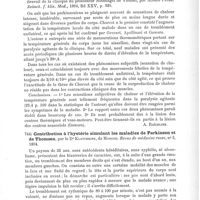 0535 - Page 531 - Analyses. Neuropathologie. Cas de paralysie agitante caractérisé par des contractions inusitées (A case of paralysis agitans, showing unusual contractions), par Frank P. Norbury. The Journal of nervous and mental disease... / Contribution à la symptomatologie de la paralysie agitante (travail de la clinique du Professeur Nothnagel de Vienne), par Alfred Fuchs. Zeitsch. f. klin. Med... / Contribution à l'hystérie simulant les maladies de Parkinson et de Thomsen, par le Dr Klatchkine... Revue de médecine russe...