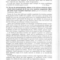 0565 - Page 561 - Analyses. Anatomie pathologique. Un cas de syphilis cérébrale avec lepto-méningite aiguë (Ein fall of hjernsyfilis med akut leptomeningit), par Magnus Moller. Hygiea... / Un cas de périencéphalite diffuse et de sclérose cérébrale disséminée chez un garçon de 10 ans avec syphilis congénitale. Mort par suite d'une atrophie hépatique jaune, par D. E. Jacobson. Hospitalstidende...