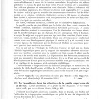 0574 - Page 570 - Analyses. Neuropathologie. Le syndrome paraplégie spasmodique comme manifestation d'une affection syphilitique héréditaire du système nerveux (Der Symptomencomplex der sogen. spastichen Spinalparalyse als Theilerscheinung einer hereditär syphilitischen Affection des Centralnervensystems), von Professeur J. Hoffmann... Neurologisches Centralbatt... / De l'anesthésie dans les affections de la partie supérieure de la moelle (Locale anesthaesia or a grude in the diagnosis of the upper spinal cord), par Allen Starr. Brain...