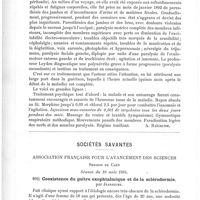 0576 - Page 572 - Analyses. Neuropathologie. Un cas de polynévrite grave de toutes les quatre extrémités avec symptômes bulbaires (paralysie ascendante), par F. Rohde... Zeitsch. f. Klin. Med... / Sociétés savantes. Association française pour l'avancement des sciences. Session de Caen. Séance du 10 août 1894. Coexistence du goitre exophtalmique et de la sclérodermie, par Jeanselme