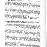 0599 - Page 595 - Analyses. Neuropathologie. Deux hystériques. Considérations psychologiques (A proposito de due isteriche. Considerazioni psicologiche), par De Sanctis. Societa lancisiana degli Ospedali di Roma... / Gangrènes disséminées et successives de la peau d'origine hystérique, par Bayet. Annales de dermatologie... / Atrophie musculaire hystérique (Ueber hysterische Muskelatrophie), par Hirt. Deutsche medicinische Wochenschrift...