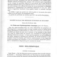 0610 - Page 606 - Sociétés savantes. Deuxième réunion annuelle de l'association laryngo-rhino et otologique néerlandaise. 1er juillet 1894. Un cas de paralysie syphilitique des nerfs cérébraux [Dr Burger ; Professeur Pel] / Société royale des médecins hongrois de Budapest. Séance du 10 février 1894. Trois cas d'hydrargyrisme chronique, par le Dr Donath / Index bibliographique