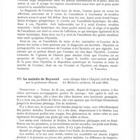 0633 - Page 629 - Analyses. Neuropathologie. De l'anesthésie de la peau dans l'eczéma chronique, par Nikolski, de la clinique du Professeur Stoukovenkoff... Medizinskoë Oborrennië... / La maladie de Raynaud. Leçon clinique faite à l'hôpital civil de Nancy par le Professeur Spillmann. La Médecine moderne...