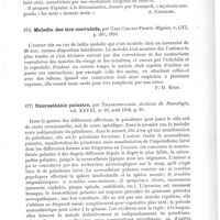 0635 - Page 631 - Analyses. Neuropathologie. Contribution à la maladie de Thomsen, par Adolf Susskand. Zeitsch. f. klin. Med... / Maladie des tics convulsifs, par Carl Carlson Froste. Hygiea... / Neurasthénie palustre, par Triantaphyllidès. Archives de neurologie...