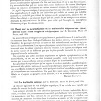 0639 - Page 635 - Analyses. Psychiatrie. De la folie à deux et de ses trois grandes variétés cliniques, par Marandon de Montyel. Gazette des hôpitaux... / Essai sur la neurasthénie et la mélancolie dépressives, considérées dans leurs rapports réciproques, par F. Boissier. Thèse de Paris... 1894 / Du torticolis mental, par G. Bompaire. Thèse de Paris... 1894