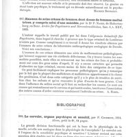 0640 - Page 636 - Analyses. Psychiatrie. Du torticolis mental, par G. Bompaire. Thèse de Paris... 1894 / Examen de seize crânes de femmes, dont douze de femmes malfaitrices, y compris celui d'une suicidée, par le Dr P. Nacke... Archiv für Psychiatrie und Nervenkrankheiten... / Bibliographie. Le cervelet, organe psychique et sensitif, par F. Courmont, 1894. Alcan...