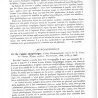 0691 - Page 687 - Analyses. Anatomie pathologique. Contribution à l'étude de la dégénération ascendante des nerfs cérébraux moteurs chez l'homme, par le Dr Carl Mayer (clinique psychiatrique du Professeur Krafft-Ebing)... Jahrbücher für Psychiatrie... / Neuropathologie. De l'alalie idiopathique (Ueber Hörstummheit), par le Dr R. Coen... Wiener medizin. Wochenschr...
