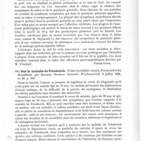 0693 - Page 689 - Analyses. Neuropathologie. La paralysie générale et l'ataxie locomotrice, par le Dr J. Nageotte. Revue générale des sciences... / Sur la maladie de Friedreich (Ueber hereditäre Ataxie, Friedrich'sche Krankheit), par Senator. Berliner klinische Wochenschrift...