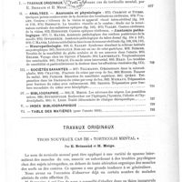 0701 - Page 697 - Sommaire du n° 24 / Travaux originaux. Trois nouveaux cas de « torticolis mental », par E. Brissaud et H. Meige