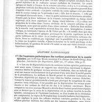 0718 - Page 714 - Analyses. Anatomie et physiologie. Sur les centres optiques cérébraux, par S. E. Henschen... Revue générale d'ophtalmologie... / Anatomie pathologique. De l'anatomie pathologique des cordons postérieurs de la moelle épinière, par le Dr Carl Mayer... Jahrbücher für Psychiatrie...