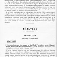 0016 - Page 12 - Mémoires originaux. II. Un cas de maladie familiale avec symptômes de maladie de Friedreich et d'hérédo-ataxie cérébelleuse très améliorés par les rayons X, par Gotthard Söderbergh... / Analyses. Neurologie. Études générales. Anatomie. Observations sur les rapports du nerf phrénique avec l'aponévrose du muscle scalène antérieur, par M. Dominici. Archivio di Anatomia, Patol. e Scienze affini... / Sur l'existence normale d'un nerf récurrent du sympathique cervical chez l'homme. L'anse périthyroïdienne supérieure, par Charles Garnier et Fernand Villemin... Bulletins et mémoires de la Société anatomique de Paris...