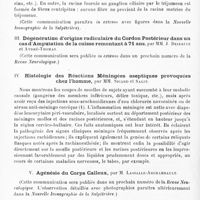 0046 - Page 42 - Société de neurologie de Paris. Séance du 30 juin 1910. Communications et présentations. II. Origine des courts nerfs ciliaires chez l'homme. A propos d'un cas de paralysie de la IIIe paire, suivi d'autopsie, par M. André-Thomas / III. Dégénération d'origine radiculaire du cordon postérieur dans un cas d'amputation de la cuisse remontant à 71 ans, par MM. J. Dejerine et André-Thomas / IV. Histologie des réactions méningés aseptiques provoquées chez l'homme, par MM. Sicard et Salin / V. Agénésie du corps calleux, par M. Lassalle-Archambault