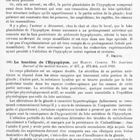 0101 - Page 97 - Analyses. Neurologie. Études spéciales. Dystrophies. La physiologie de l'hypophyse étudiée par la méthode expérimentale, par R. Staderini... Archivio di Fisiologia... / La fonction de l'hypophyse, par Harvey Cushing. The American Journal of the medical Sciences... / Un cas de maladie de l'hypophyse, par F.-W. Marlow... New-York medical Journal...