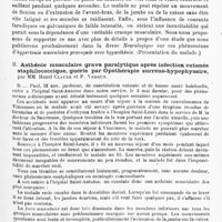 0119 - Page 115 - Société de neurologie de Paris. Séance du 7 juillet 1910. Communications et présentations. I. Pseudo-myotonie ou asthénie musculaire par crampes, par M. Henri Claude (Présentation du malade) / II. Asthénie musculaire grave paralytique après infection cutanée staphilococcique, guérie par opothérapie surréno-hypophysaire, par MM. Henri Claude et P. Verdun