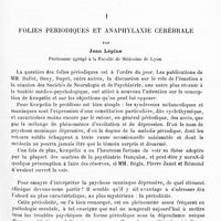 0301 - Page 297 - Mémoires originaux. I. Folies périodiques et anaphylaxie cérébrale, par Jean Lépine...