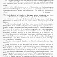 0317 - Page 313 - Analyses. Neurologie. Études spéciales. Cerveau. Épendymite cérébrale aiguë chez l'enfant, par Pierre Merle et R.-J. Weissenbach. Presse médicale... / Contribution à l'étude de l'ataxie aiguë cérébrale, par Serge Davidenkof. L'Encéphale... / Sur la sialorrhée dans la paralysie agitante, par Alberto Gramegna. Rivista di Patologia nervosa e mentale...