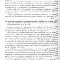 0512 - Page 508 - Analyses. Neurologie. Études spéciales. Névroses. L'hystérie au point de vue de la dissociation de la personnalité, par Morton Prince... Boston medical and Surgical Journal / Quelques considérations sur la nature de l'hystérie. Leur application au traitement d'un cas, par Tom A.-X. Williams... International Clinics...
