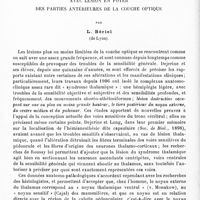 0010 - Page 6 - Mémoires originaux. II. Étude anatomique d'un cas d'hémianesthésie avec lésion en foyer des parties antérieures de la couche optique, par L. Bériel...