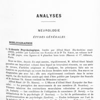 0017 - Page 13 - Mémoires originaux. II. Étude anatomique d'un cas d'hémianesthésie avec lésion en foyer des parties antérieures de la couche optique, par L. Bériel... / Analyses. Neurologie. Études générales. Bibliographie. L'année psychologique, fondée par Alfred Binet. Dix-huitième année (1912), publiée par Larguier des Bancels et le Dr Th. Simon... (Masson et Compagnie, éditeurs, Paris)