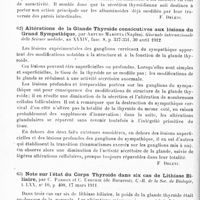 0038 - Page 34 - Analyses. Neurologie. Études spéciales. Glandes à sécrétion interne. Sur la fonction thyroïdienne, par Alberto Missiroli... Archivio di Fisiologia... / Sur la fonction thyroïdienne, par Alberto Missiroli. Pathologica... / Altérations de la glande thyroïde consécutives aux lésions du grand sympathique, par Arturo Marotta... Giornale internazionale delle Science mediche... / Note sur l'état du corps thyroïde dans six cas de lithiase biliaire, par C. Parhon et C. Urechie... C.-R. de la Soc. de biologie...