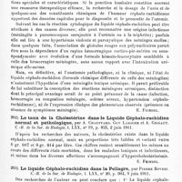 0097 - Page 93 - Analyses. Neurologie. Études spéciales. Méninges. Méningite et réactions méningées dans l'urémie, par P. Petit. Thèse de Paris... 1912... / Le taux de la cholestérine dans le liquide céphalo-rachidien normal et pathologique, par A. Chauffard, Guy Laroche et A. Grigaut. C.-R. de la Soc. de biologie... / Le liquide céphalo-rachidien dans la pellagre, par Pierre Boveri. C.-R. de la Soc. de biologie...