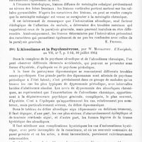 0124 - Page 120 - Analyses. Psychiatrie. Études spéciales. Psychoses toxi-infectieuses. Syndrome paralytique et attaques épileptiformes au cours de l'alcoolisme chronique. Considérations anatomo-pathologiques, par L. Marchand et G. Petit... Bull. et mém. de la Soc. anat. de Paris... / L'alcoolisme et la psychonévrose, par W. Mouratoff. L'Encéphale...