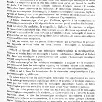 0317 - Page 313 - Analyses. Neurologie. Études spéciales. Méninges. La méningite tuberculeuse hémorragique, par L. Rénon, E. Géraudel et Ch. Richet fils. Presse médicale... / Méningite aiguë syphilitique très précoce, par Ch. Achard et G. Desbouis. Bull. et mém. de la Soc. méd. des hôp. de Paris...