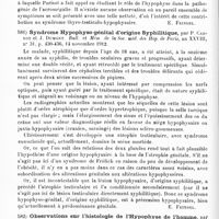 0324 - Page 320 - Analyses. Neurologie. Études spéciales. Glandes à sécrétion interne. Le syndrome thyro-testiculo-hypophysaire, par Aloysio de Castro. L'Encéphale... / Syndrome hypophyso-génital d'origine syphilitique, par P. Carnot et J. Dumont. Bull. et mém. de la Soc. méd. des hôp. de Paris... / Observations sur l'histologie de l'hypophyse de l'homme, par F. Tello... Revista clinica de Madrid...