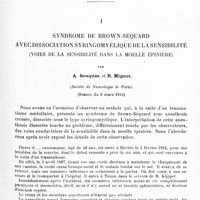 0513 - Page 509 - Mémoires originaux. I. Syndrome de Brown-Séquard avec dissociation syringomyélique de la sensibilité (Voies de la sensibilité dans la moelle épinière), par A. Souques et R. Mignot
