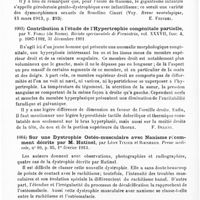 0622 - Page 618 - Analyses. Neurologie. Études spéciales. Dystrophies. Un cas de gigantisme eunuchoïde, par A. Clerc. Bull. et mém. de la Soc. méd. des hôp. de Paris... / Contribution à l'étude de l'hypertrophie congénitale partielle, par V. Forli... Rivista sperimentale di Freniatria... / Sur une dystrophie ostéo-musculaire avec nanisme récemment décrite par M. Hutinel, par Léon Tixier et Roederer. Presse médicale...