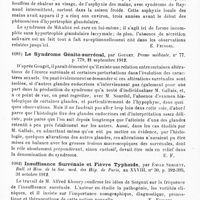 0680 - Page 676 - Analyses. Neurologie. Études spéciales. Glandes à sécrétion interne. Syndrome de Mikulicz avec absence de sécrétion salivaire, par J.-A. Sicard et A. Leblanc. Bull. et mém. de la Soc. méd. des hôpit. de Paris... / Le syndrome génito-surrénal, par Gouget. Presse médicale... / Insuffisance surrénale et fièvre typhoïde, par Émile Sergent. Bull. et mém. de la Soc. méd. des hôp. de Paris... / Dystrophies. Les études récentes sur l'acromégalie, par Arrigo Tamburini. Rivista sperimentale di Freniatria...