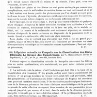 0690 - Page 686 - Analyses. Psychiatrie. Études générales. Sémiologie. La psycho-physiologie et la psychiatrie dans les oeuvres d'Ambroise Paré, par Jean Vinchon. Revue de psychiatrie... / L'opinion actuelle de Kraepelin sur la classification des états délirants. Le groupe des paraphrénies, par G. Halberstadt. Revue de psychiatrie... / Contribution à l'étude des psychoses préséniles, par Hannard. Revue de psychiatrie...