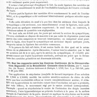 0081 - Page 81 - Analyses. Neurologie. Études générales. Physiologie. Automatisme périodique des centres bulbaires cardio-inhibiteur et vaso-moteur, par C. Foa... Archives italiennes de biologie... / Variations de l'excitabilité électrique de l'écorce cérébrale du lapin après la section du sympathique cervical, par E. Cavazzani... Archives italiennes de biologie... / Sur les rapports entre les centres corticaux de la circonvolution sigmoïde et la sensibilité cutanée chez le chien, par C. Amantea... Archives italiennes de biologie... / Un nouvel esthésiomètre, par A. Gemelli... Archives italiennes de biologie...