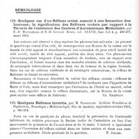 0086 - Page 86 - Analyses. Neurologie. Études générales. Physiologie. Les vitamines et leur signification, par A.-J. Jouchtchenko... Gazette (russe) psychiatrique... / Sémiologie. Quelques cas d'un réflexe croisé, associé à une sensation douloureuse ; la signification des réflexes croisés par rapport à la théorie de l'existence des centres d'automatisme médullaire, par E.-D. Macnamara et E.-B. Gunson. Brain... / Quelques réflexes invertis, par M. Rodrigues. Archivos Brasileiros de Psychiatria, Neurologia e Medicina legal... / Les synergies musculaires réflexes (réflexes de défense, réflexes d'automatisme médullaire), par Giosué Biondi. Rivista italiana di Neuropatologia, Psichiatria ed Elettroterapia...