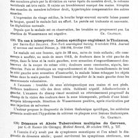 0091 - Page 91 - Analyses. Neurologie. Études spéciales. Cerveau. Dégénérescence lenticulaire de Wilson, par Ch.-E. Nammach. New-York neurological Society... Journal of nervous and mental Disease... / Un cas à interpréter. Lésion spécifique englobant le Thalamus, par Smith-Ely Jelliffe. New-York neurological Society... Journal of nervous and mental Disease... / Démence et abcès tuberculeux multiples du cerveau, par G.-B. Hassin... Medical Record... / Tumeur du cerveau. Un cas à interpréter, par A.-S. Kversky et Smith-Ely Jelliffe. New-York neurological Society... Journal of nervous and mental Disease...