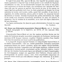0118 - Page 118 - Analyses. Neurologie. Études spéciales. Dystrophies. Dermatolyse, par Wm-W. Cadbury... Journal of the American medical Association... / Sclérodermie avec contractures, par S. Goodhart. Combined meeting of the New-York neurological Society and the neurological Section of the N. Y. Academy of Médecine... Journal of nervous and mental Disease... / Deux cas d'atrophie musculaire Charcot-Marie, par A. Souques. Nouvelle iconographie de la Salpêtrière... / Deux cas d'amyotrophie progressive type Aran-Duchenne d'origine syphilitique, par A. Souques, Baudouin et Lantuéjoul. Nouvelle iconographie de la Salpêtrière...