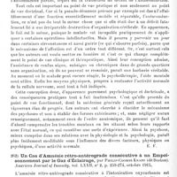 0124 - Page 124 - Analyses. Psychiatrie. Études générales. Sémiologie. La théorie confusionnelle et l'autoconduction, par Toulouse et Mignard. Annales médico-psychologiques... / Un cas d'amnésie rétro-antérograde consécutive à un empoisonnement par le gaz d'éclairage, par Philip-Coombs Knapp... American Journal of Insanity... / Combinaisons de maladies mentales avec des maladies nerveuses, par G. Boschi et S. Andriani. Annali di Nevrologia...