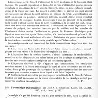 0200 - Page 200 - Analyses. Neurologie de guerre. Nerfs périphériques. Note relative à l'étude des injections intraveineuses d'alcool dans le traitement des causalgies, par Pitres et L. Marchand. Presse médicale... / Thermalgie (causalgie), par John-S.-B. Stopford. Lancet...