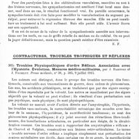 0214 - Page 214 - Analyses. Neurologie de guerre. Chirurgie des nerfs. De la sympathectomie péri-artérielle et de ses résultats, par Henri Leriche. Presse médicale... / Contractures, troubles trophiques et réflexes. Troubles physiopathiques d'ordre réflexe. Association avec l'hystérie. Évolution. Mesures médico-militaires, par J. Babinski et J. Froment. Presse médicale...