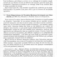 0317 - Page 317 - Société de neurologie de Paris. Séance du 6 décembre 1917. Communications et présentations. XIV. Le « déchirement », épisode douloureux aigu, signe prémonitoire révélateur de la restauration motrice dans trois cas de suture du nerf radial, par MM. Paul Descomps, J. Euzière et Pierre Merle / XV. Trois observations de troubles mentaux développés par choc émotif, par MM. Paul Descomps, J. Euzière, Sauvage et Guiraud