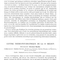 0400 - Page 400 - Travaux des centres neurologiques militaires (Année 1917). Centre neurologique de la 9e Région (Tours). Médecin-chef : Professeur Cestan. Les troubles de l'équilibration chez les traumatisés du crâne / Centre neuro-psychiatrique de la 13e Région. Médecin-chef : Docteur Barbé. 1° Les troubles subjectifs et mentaux consécutifs aux traumatismes du crâne. Trépanations et commotions