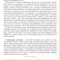 0410 - Page 410 - Travaux des centres neurologiques militaires (Année 1917). Centre neurologique de la 14e Région (Lyon). Médecin-chef : Paul Sollier. 8° Traitement des fonctionnels ; isolement / 9° Chirurgie nerveuse / Centre neurologique de la 15e Région (Marseille). Médecin-chef : Docteur J.-A. Sicard