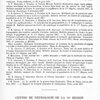 0433 - Page 433 - Travaux des centres neurologiques militaires (Année 1917). Centre neurologique de la 17e Région (Toulouse). Médecin-chef : Paul Descomps / Centre de neurologie de la 18e Région. Professeur Pitres