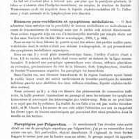 0438 - Page 438 - Travaux des centres neurologiques militaires (Année 1917). Centre neurologique et psychiatrique de la 19e Région. Chef du centre : Docteur Porot. A. Neurologie. Tabes post-commotionnel / Blessures para-vertébrales et symptômes médullaires / Paraplégies par fulguration