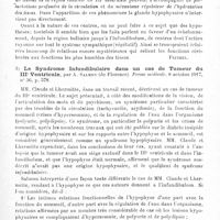 0041 - Page 41 - Analyses. Neurologie. Études spéciales. Cerveau. Le syndrome infundibulaire dans un cas de tumeur du IIIe ventricule, par Henri Claude et J. Lhermitte. Presse médicale... / Le syndrome infundibulaire dans un cas de tumeur du IIIe ventricule, par A. Salmon... Presse médicale...