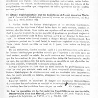 0051 - Page 51 - Analyses. Neurologie. Études spéciales. Nerfs périphériques. Traitement de la névralgie faciale « essentielle » par l'alcoolisation locale, par J.-A. Sicard. Presse médicale... / Étude expérimentale sur les injections d'alcool dans les nerfs, par A. Gordon... Journal of nervous and mental Diseases... / Sur la question de la polynévrite syphilitique ou mercurielle. Observation d'un cas mortel, par Karl Petren... Nouvelle iconographie de la Salpêtrière...