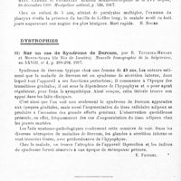0052 - Page 52 - Analyses. Neurologie. Études spéciales. Nerfs périphériques. Sur la question de la polynévrite syphilitique ou mercurielle. Observation d'un cas mortel, par Karl Petren... Nouvelle iconographie de la Salpêtrière... / Paralysie diphtérique sans symptômes locaux. Mort, par Tilmant, Carrieu et Peyronnet. Réunion médico-chirurgicale de la XVIe Région... Montpellier médical... / Dystrophies. Sur un cas de syndrome de Dercum, par R. Teixeira-Mendes et Monte-Serra... Nouvelle iconographie de la Salpêtrière...