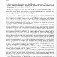 0076 - Page 76 - Société de neurologie de Paris. Séance du 7 février 1918. Communications et présentations. V. Hématomyélie traumatique tardive, par M. A. Souques et Mlle M. Henry / VI. Mouvements choréiformes du membre supérieur. Trois cas à la suite d'accouchements laborieux. Deux de ces cas chez deux frères, par M. Henry Meige et Mlle G. Lévy